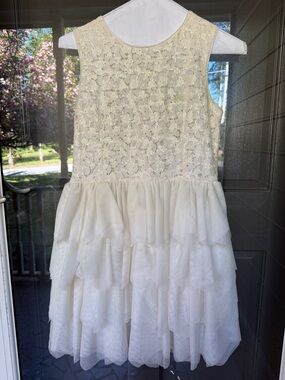 H&M Cream Lace Bodice Tiered Tulle Party Dress